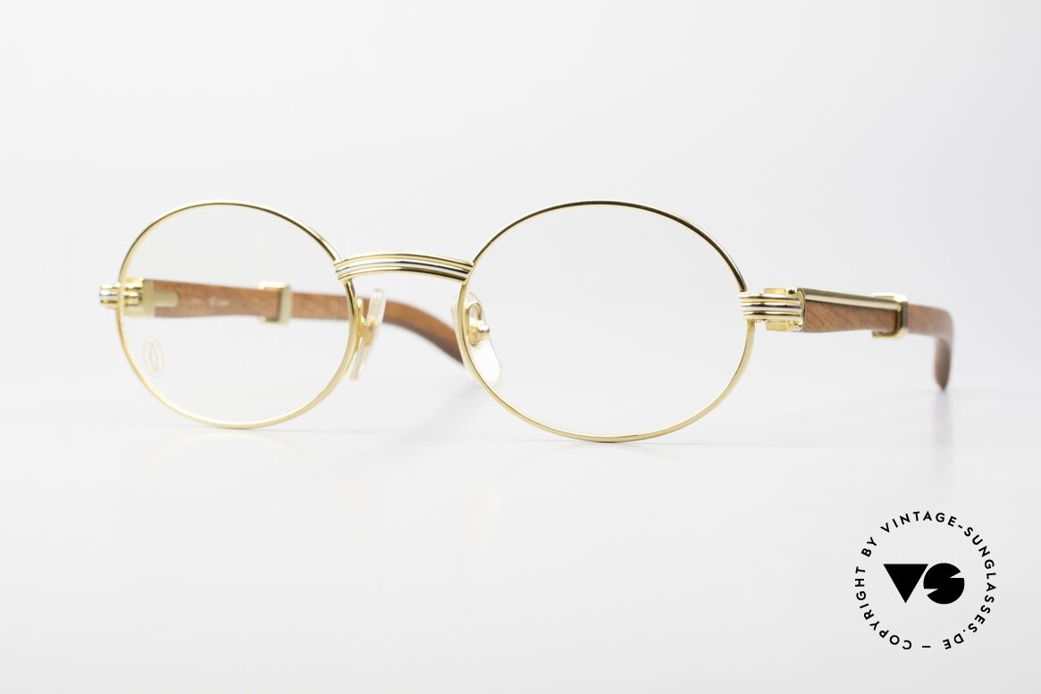 Cartier Giverny Ovale Edelholz Brille 1990, außergewöhnliche CARTIER vintage Luxus-Brille, Passend für Herren und Damen