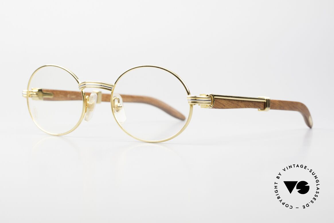 Cartier Giverny Ovale Edelholz Brille 1990, kostbare Rarität der teuren 'Precious Wood' Serie, Passend für Herren und Damen