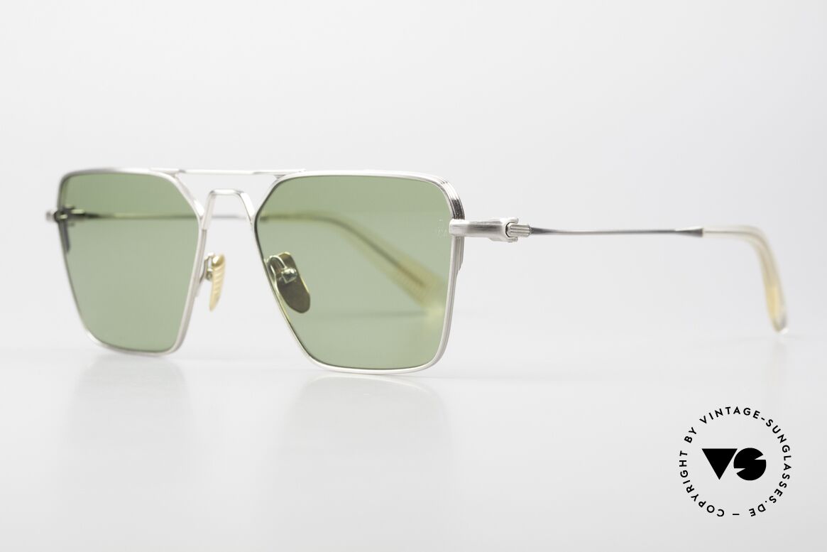 Jacques Marie Mage Omaha Titan Sonnenbrille Herren, Antique, Light Green, Matte Beige, LIMITED, 56/17, Passend für Herren