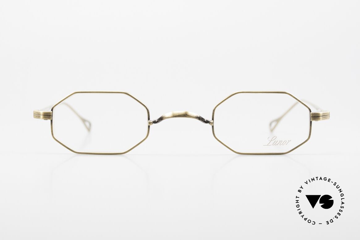 Lunor T4-E-MT AG Achteckige Brille Antik Gold, achteckige LUNOR Brille aus der Titan-MT Serie, Passend für Herren und Damen