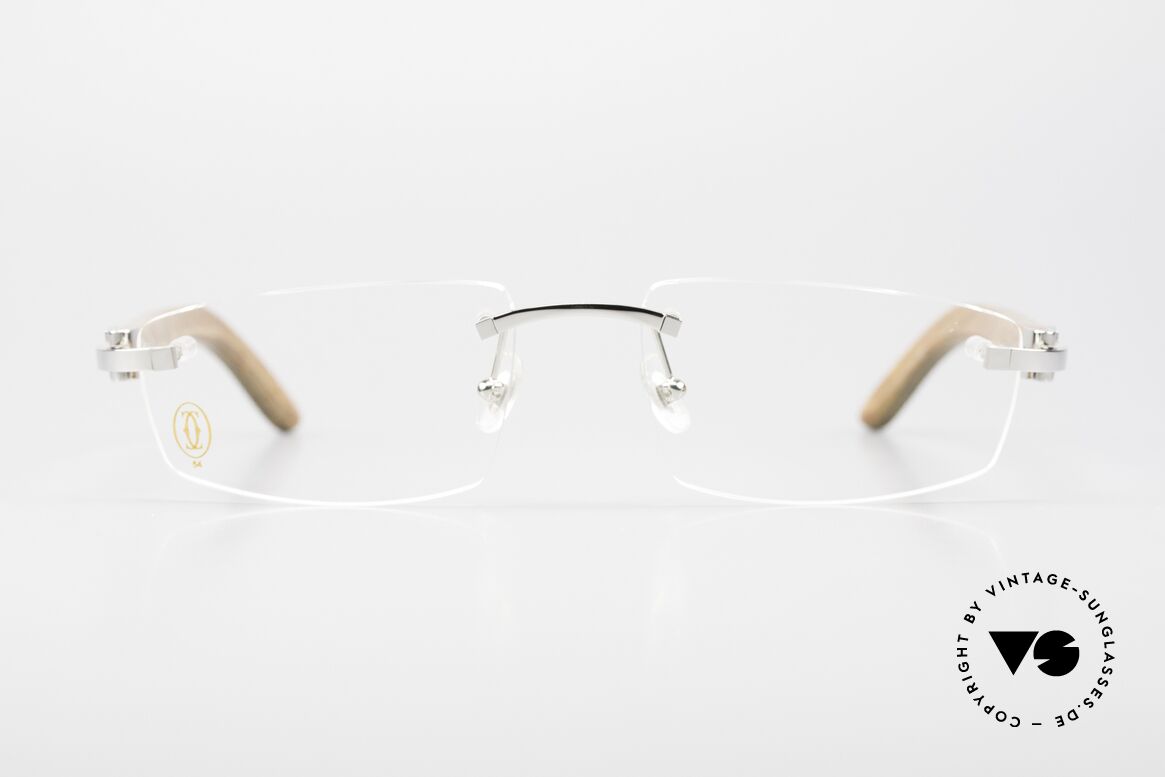 Cartier C-Decor Rimless Afrika Bubinga HolzBrille, randlose Cartier Luxus-Brillenfassung aus Holz, Passend für Herren und Damen