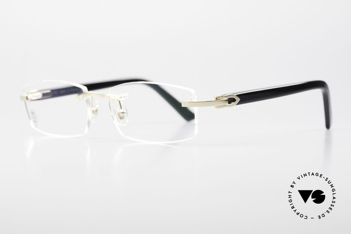 Cartier Canazei Ranlose Luxus Brille Eckig, Canazei, shiny gold, champagne black, No. T8101077, Passend für Herren und Damen