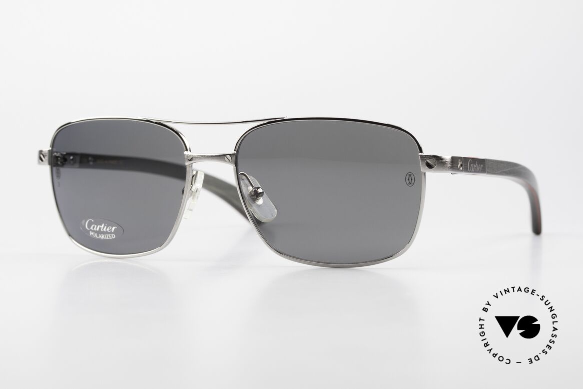 Cartier Santos De Cartier Pilotenbrille Holz Polarized, kostbare Santos de Cartier Aviator Sonnenbrille, Passend für Herren
