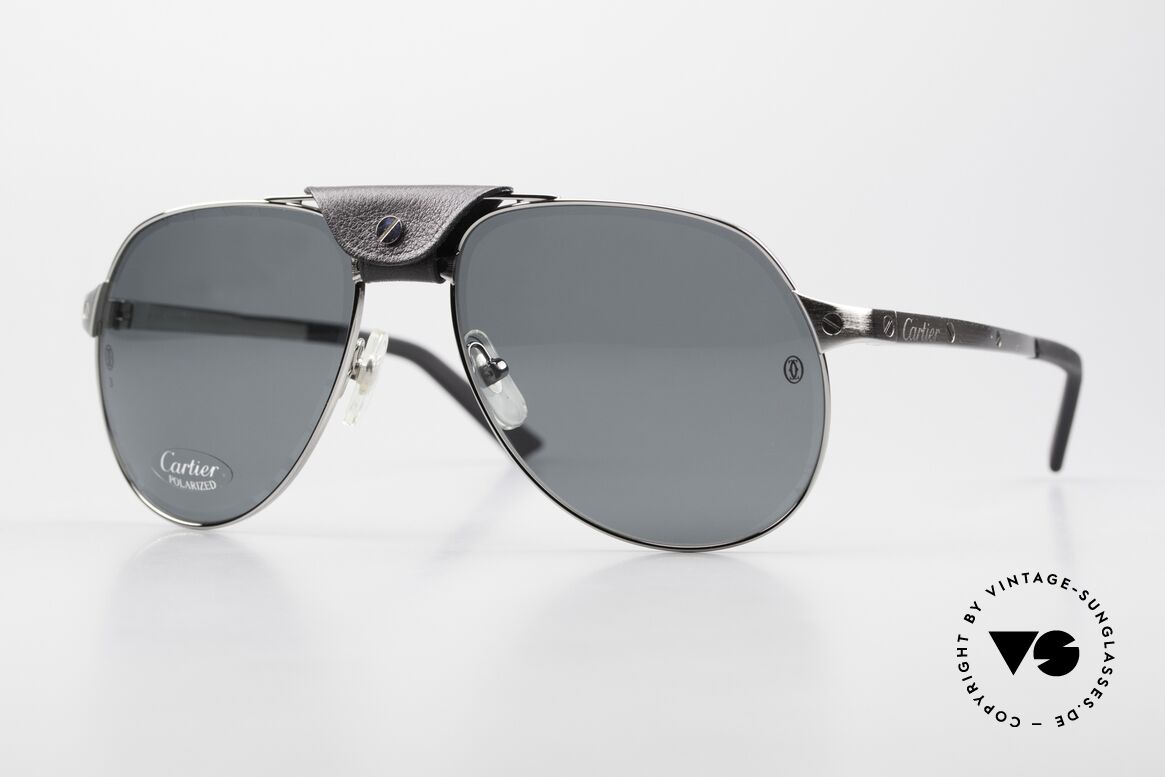 Cartier Santos Dumont Aviator Sonnenbrille Leder, noble Cartier Santos Dumont Pilot Sonnenbrille, Passend für Herren