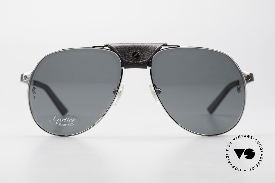 Cartier Santos Dumont Aviator Sonnenbrille Leder, benannt nach dem Flugpionier A. Santos Dumont, Passend für Herren