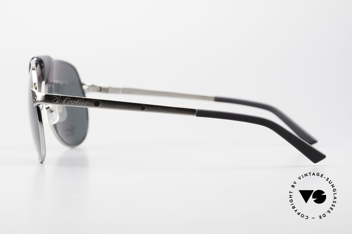 Cartier Santos Dumont Aviator Sonnenbrille Leder, graue Sonnengläser (POLARISIEREND, 100% UV), Passend für Herren