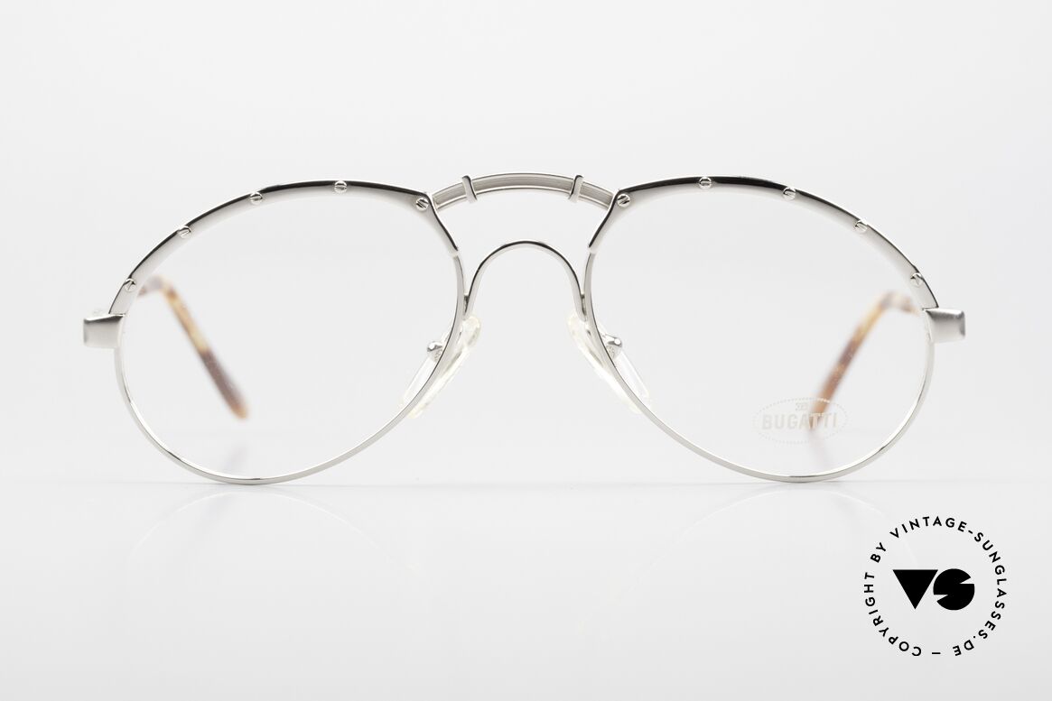 Bugatti 12004 Herrenbrille 80er Platinum, platin-plattierte Fassung in Größe 52-19, 130, Passend für Herren