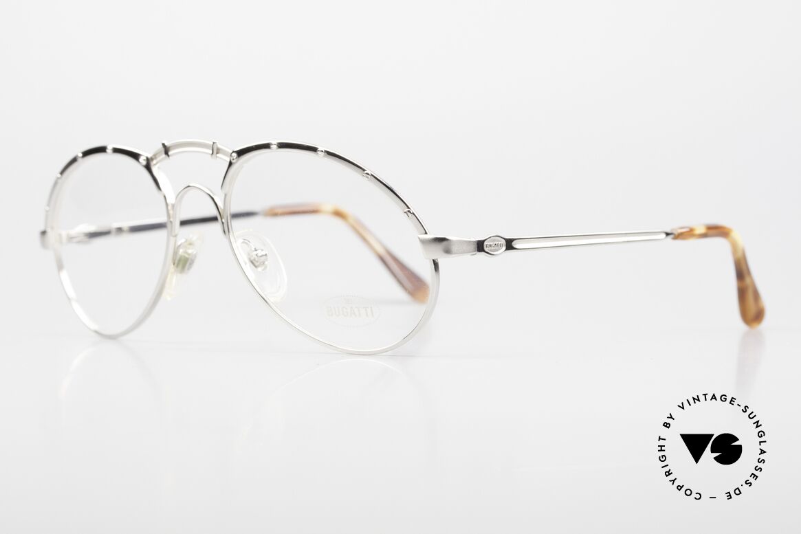 Bugatti 12004 Herrenbrille 80er Platinum, die typische Bugatti Herrenform (Tropfenform), Passend für Herren