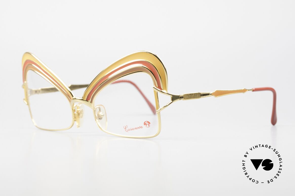 Casanova Arché 7 Limitierte Kunstbrille 24kt, verkörpert Frohsinn, Ausgelassenheit aber auch Prunk, Passend für Damen