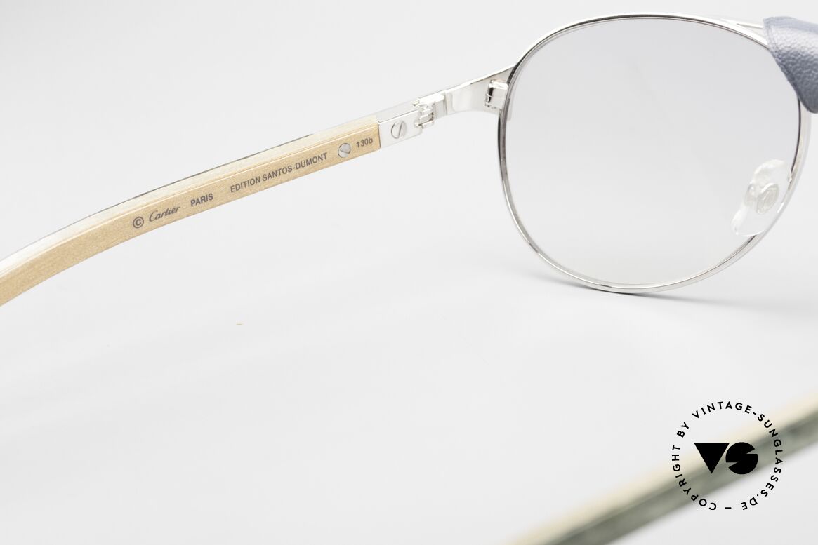 Cartier Santos Dumont Holzbrille Mit Lederbrücke, Größe: large, Passend für Herren