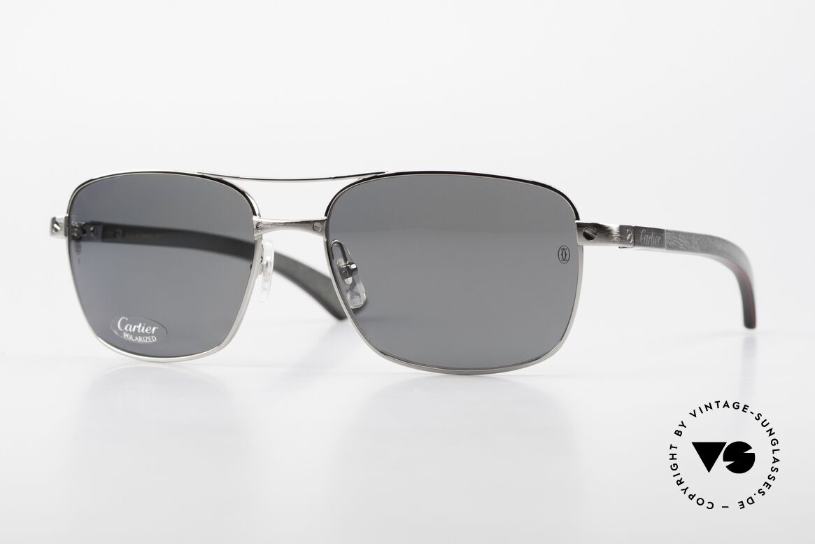 Cartier Santos De Cartier Large Holzbrille Polarized, kostbare Santos de Cartier Aviator Sonnenbrille, Passend für Herren