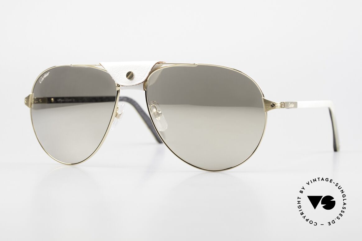 Cartier Limited CT0096S Büffelhorn Gold Verspiegelt, Limited Edition: CARTIER Aviator Sonnenbrille, Passend für Herren