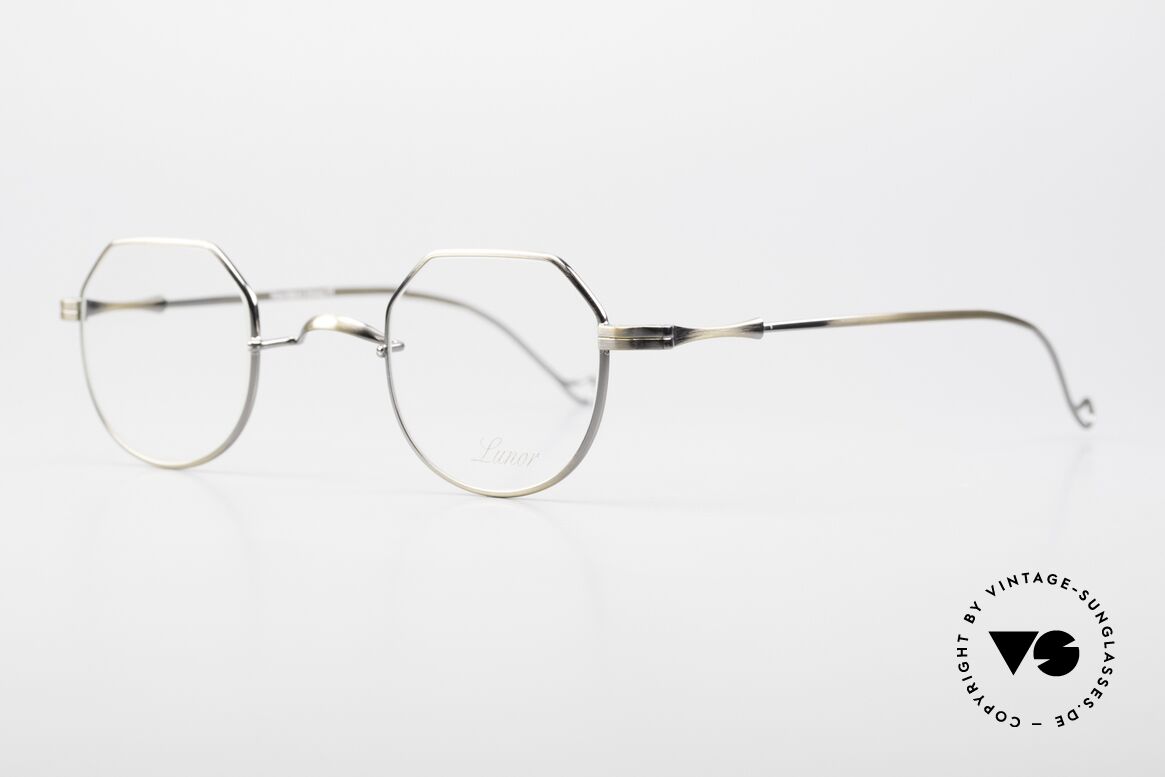 Lunor II 18 Stirb Langsam Film Brille, sehr interessante Form in "eckig Panto"; antik gold, Passend für Herren und Damen