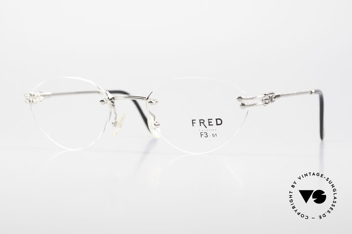 Fred Orcade F3 Randlos Platin Brille Segler, Fred Brille, Orcade F3, 51-20 mit orig. DEMO-Gläsern, Passend für Damen