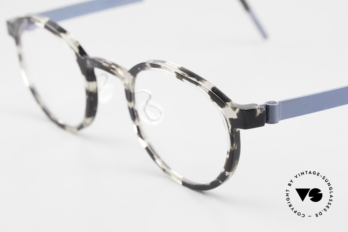 Lindberg 1014 46 Acetanium Runde Brille Panto Mosaik, color "AI11": Front in Mosaik; Bügel in blau-metallic, Passend für Herren und Damen