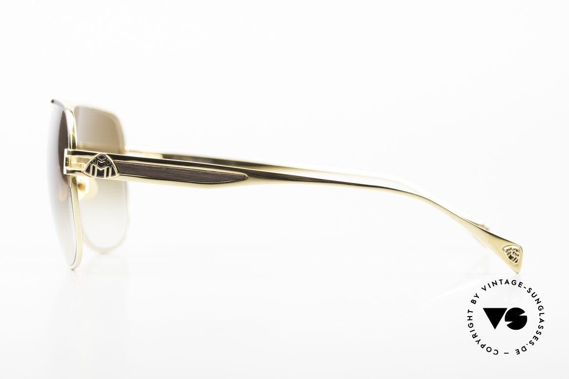 Maybach The Player I Titanbrille 24kt Gold Holz, mit entspiegelten ZEISS Sonnengläsern; nur das Beste, Passend für Herren