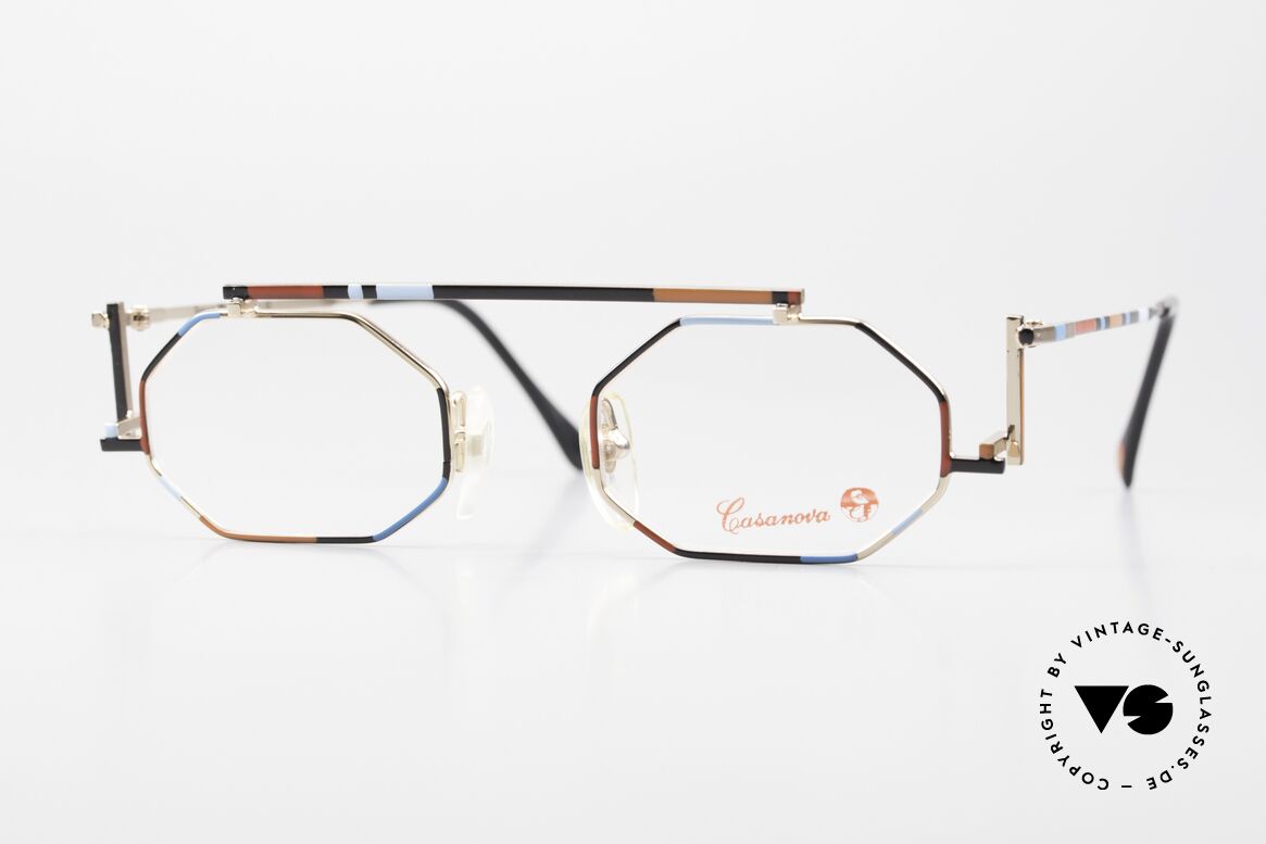 Casanova RVC2 Geometrische Brille Purismus, vintage Casanova Brille, Mod. RVC2, Gr. 44/22, col. 05, Passend für Herren und Damen