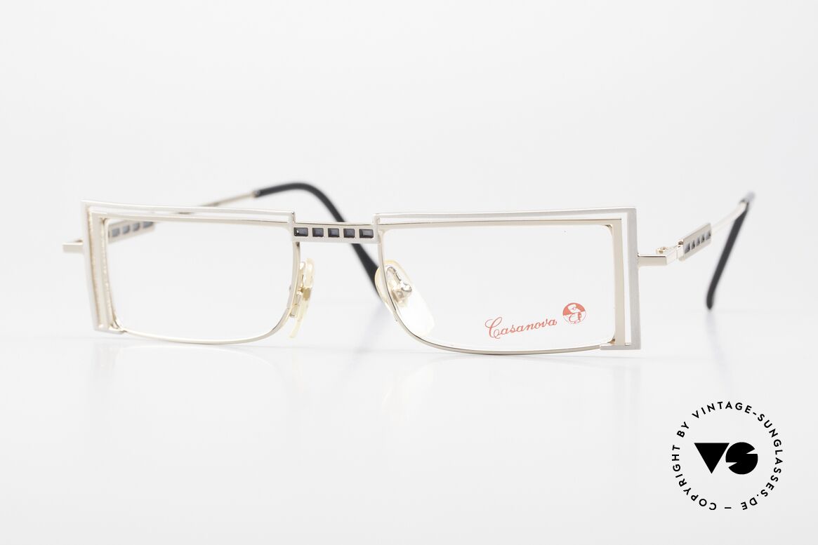 Casanova LC5 Vintage Brille Eckig 80er 90er, vintage Casanova Brille, Modell LC5, Gr. 46/20, col. 02, Passend für Herren und Damen
