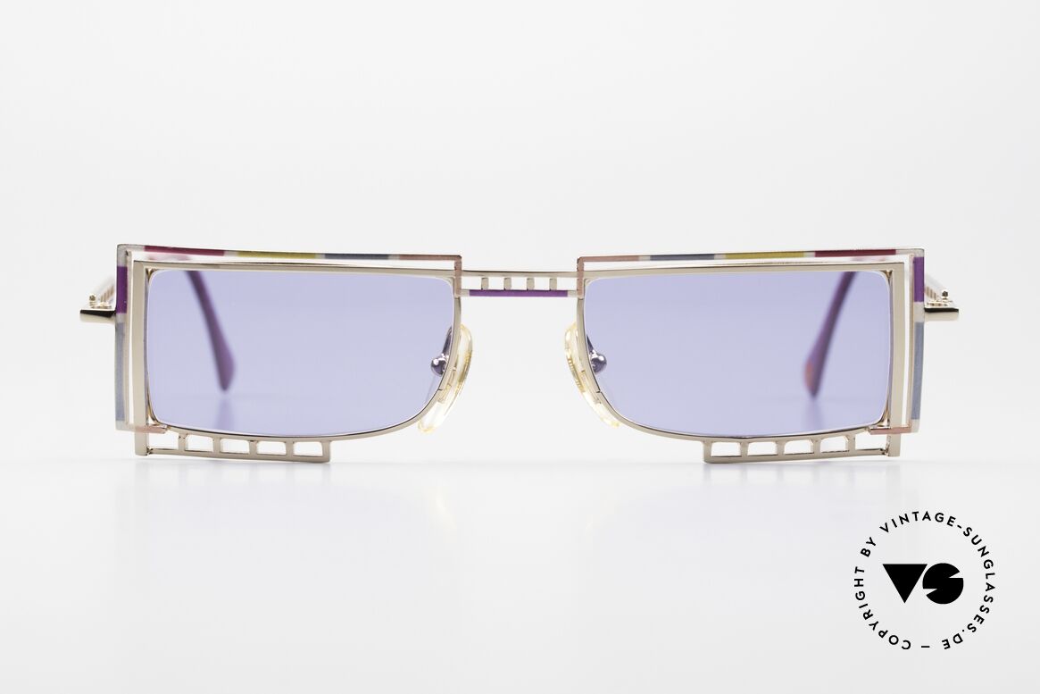 Casanova LC4 Sonnenbrille Eckig und Bunt, interessante 80er/90er vintage Sonnenbrille aus Italien, Passend für Herren und Damen