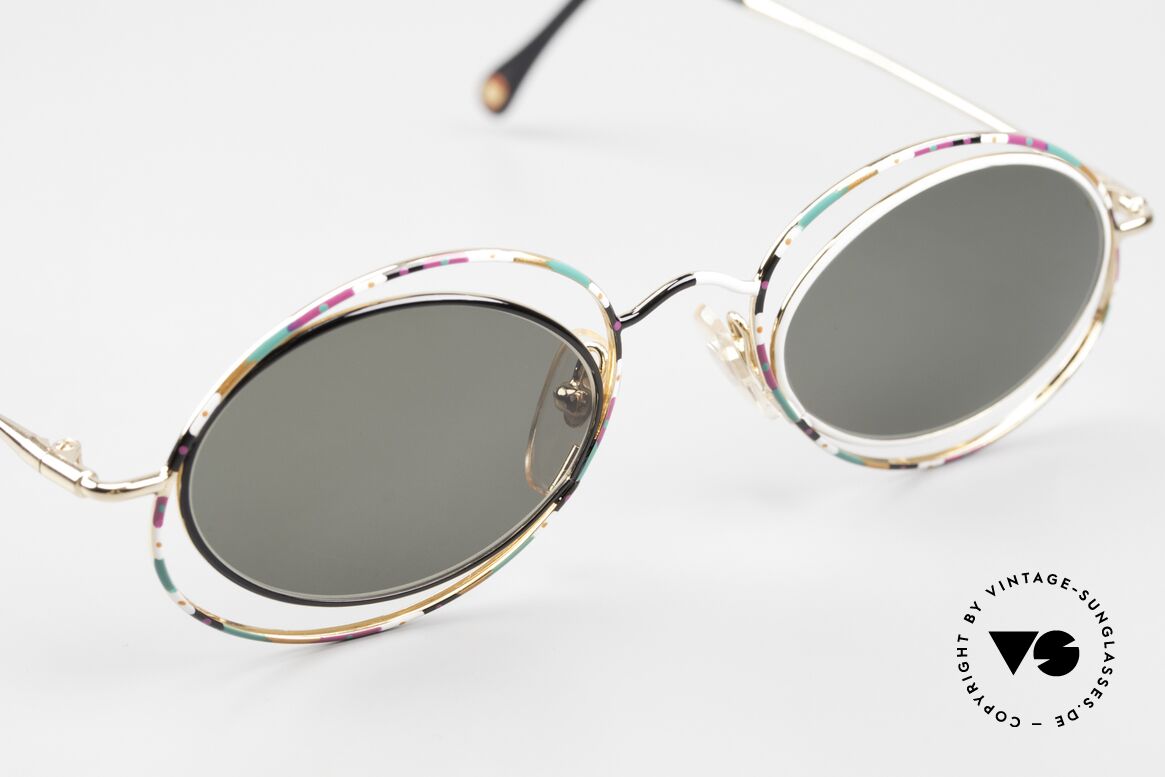 Casanova LC16 Sonnenbrille Verrückt Bunt, ungetragen mit grünen Sonnengläsern; 100% UV Schutz, Passend für Damen