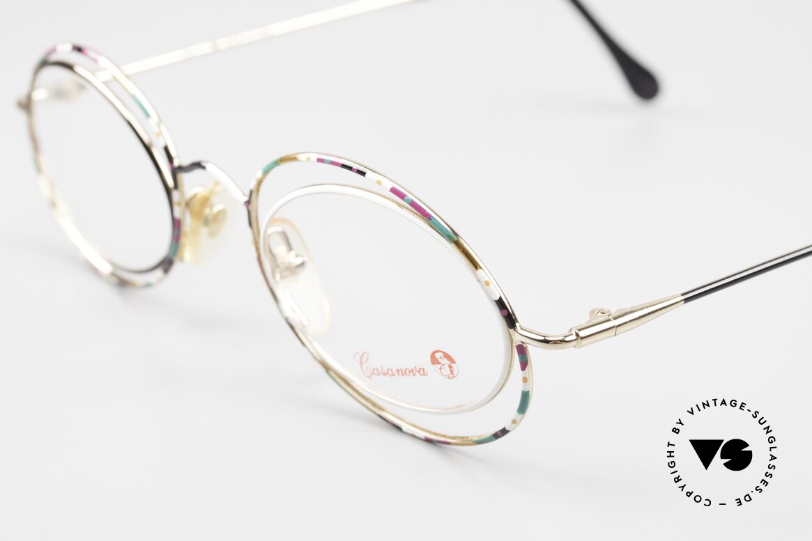 Casanova LC16 Damenbrille Verrückt Bunt, 24kt vergoldeter Rahmen mit grandiosem bunten Muster, Passend für Damen