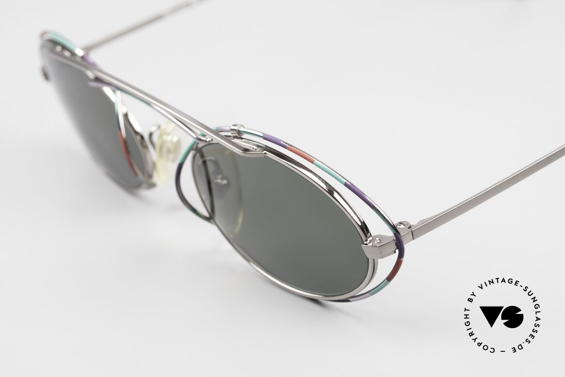 Casanova LC22 Sonnenbrille Jugendstil Oval, Rahmen in "gunmetal" mit grandiosem bunten Muster, Passend für Damen