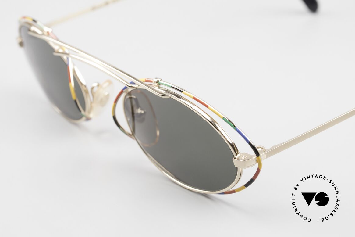 Casanova LC22 Jugendstil Sonnenbrille Bunt, 24kt vergoldeter Rahmen mit grandiosem bunten Muster, Passend für Damen