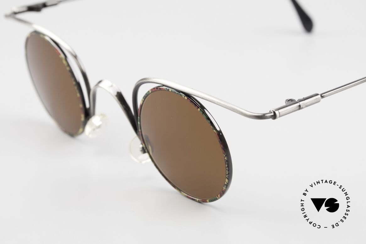 Casanova LC32 Runde Sonnenbrille Crazy, interessanter Rahmen in antik-silber & buntem Muster, Passend für Herren und Damen
