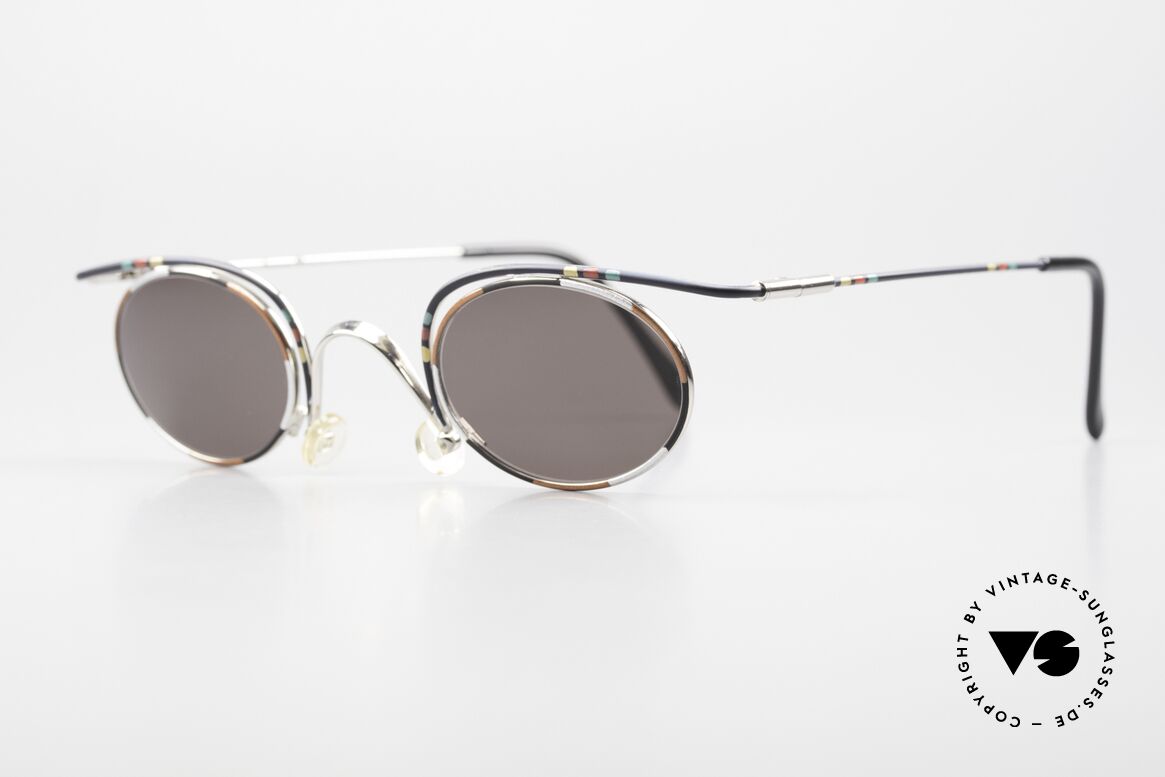 Casanova LC31 Ovale Sonnenbrille Crazy, außergewöhnlich: in silber-schwarz mit buntem Muster, Passend für Herren und Damen