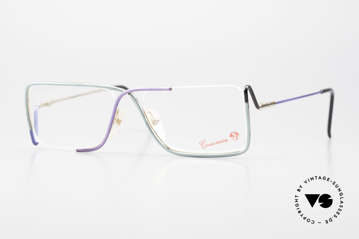 Casanova FC31 Kunstbrille Futurismus 90er, Casanova vintage Brille, FC-31, Gr. 52/22, color 01, Passend für Herren und Damen