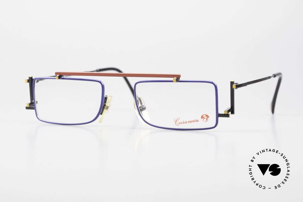 Casanova RVC3 Brille zum Rot-Blauen Stuhl, eckige Casanova Brille, Mod. RVC3, Gr. 48/22, col. 01, Passend für Herren und Damen