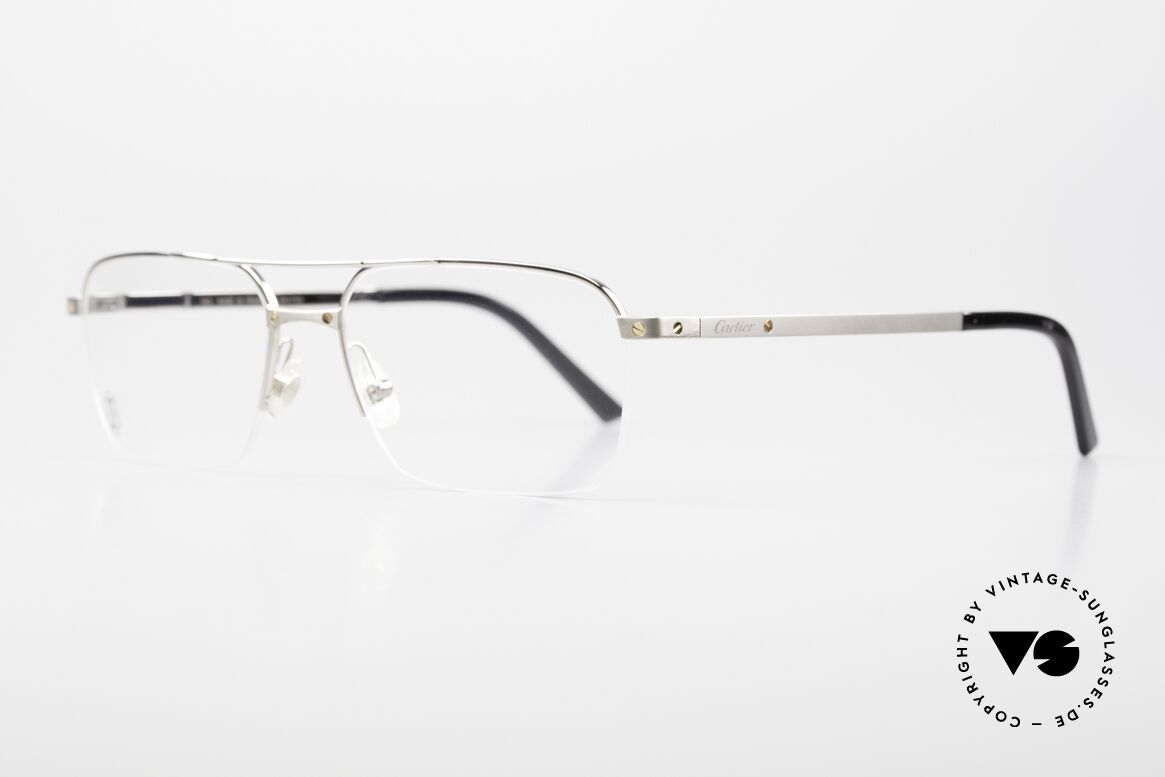 Cartier Semi T-Eye Titanfassung Nylor Halbrand, markante Brillenfassung; absolute Top-Qualität, Passend für Herren