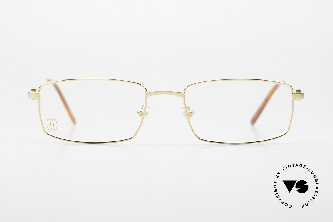 Cartier River Goldene Luxus Brille Eckig, eckige Brillenfassung von Cartier, Größe 54/18, 140, Passend für Herren