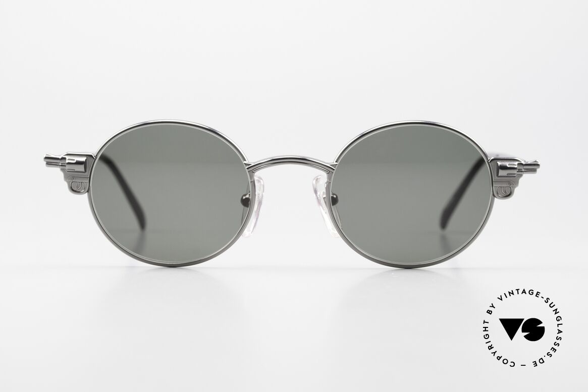 Jean Paul Gaultier 58-4174 Revolver Sonnenbrille 90er, Bügelansätze sind geformt wie eine Pistole / Revolver, Passend für Herren