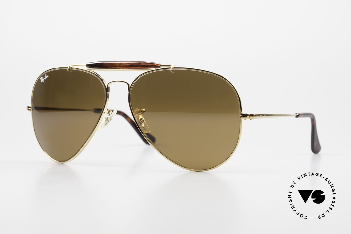 Ray Ban Outdoorsman II Tortuga Deep Groove Frame, klassische vintage B&L Ray-Ban Piloten-Sonnenbrille, Passend für Herren
