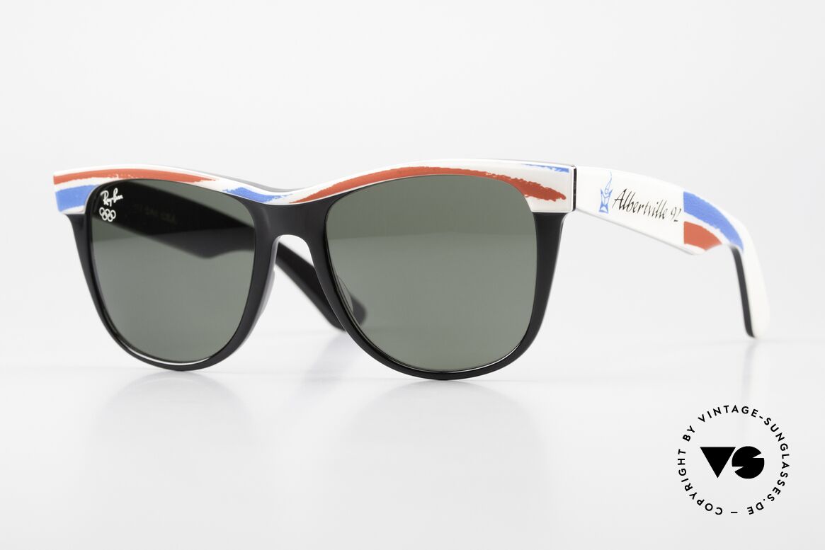 Ray Ban Wayfarer II Olympia Brille 1992 Albertville, limitierte Ray-Ban USA vintage Wayfarer Sonnenbrille, Passend für Herren und Damen