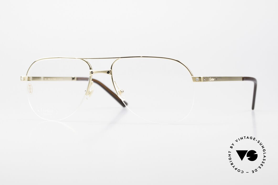 Cartier Santos De Cartier Titan Brille Nylor Halbrand, Aviator-Brille der Santos De Cartier Kollektion, Passend für Herren