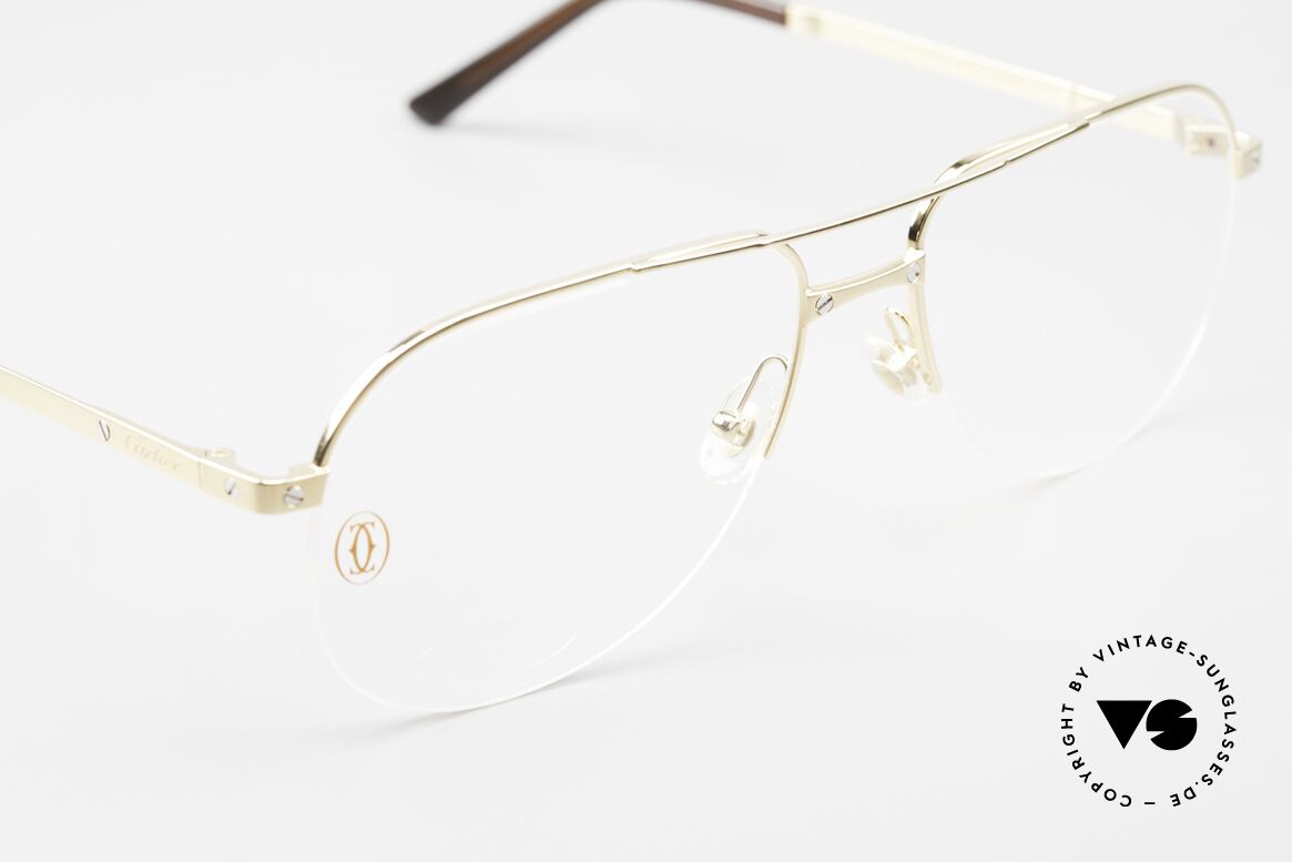 Cartier Santos De Cartier Titan Brille Nylor Halbrand, Modell T8100942, in Größe 58/18, Bügel 145mm, Passend für Herren