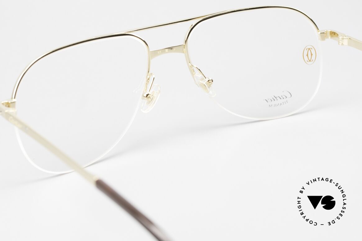 Cartier Santos De Cartier Titan Brille Nylor Halbrand, Größe: large, Passend für Herren