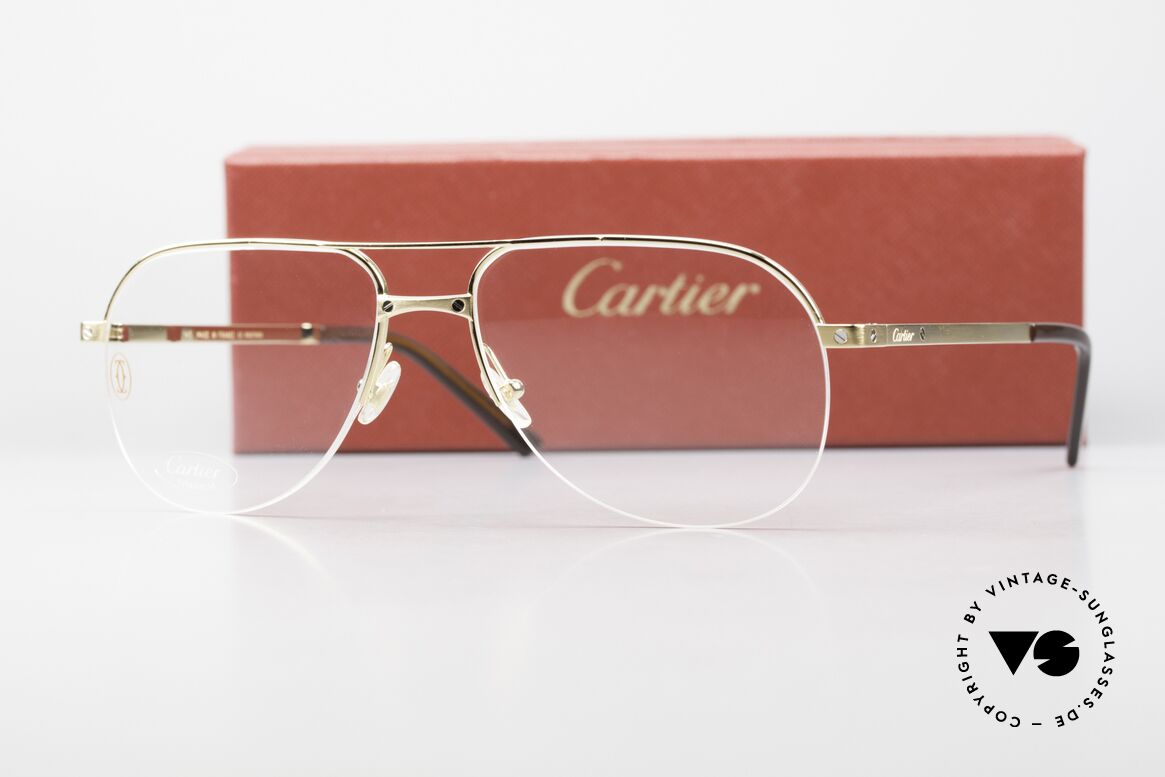 Cartier Santos De Cartier Titan Brille Nylor Halbrand, Größe: large, Passend für Herren