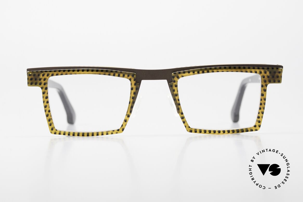 Theo Belgium Verlat Unisex Designerbrille Crazy, eckige THEO Fassung mit interessantem Muster, Passend für Herren und Damen