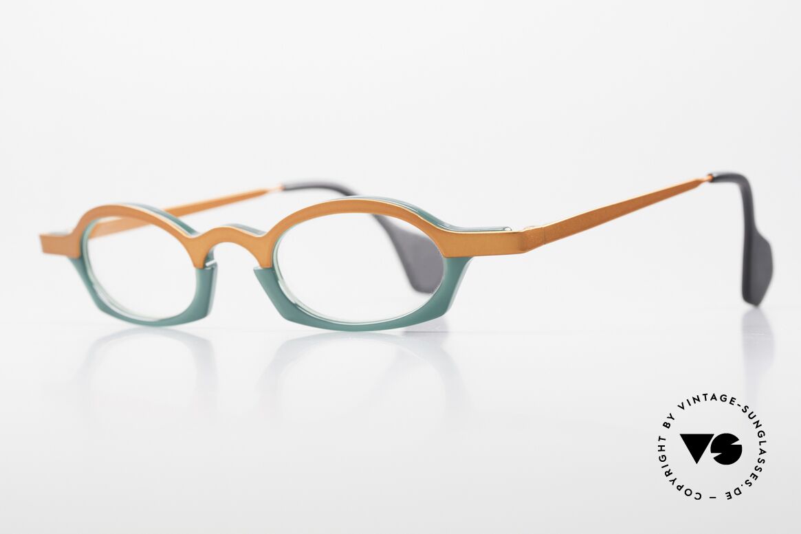 Theo Belgium Bioval Vintage Kombi Lesebrille 90er, dafür sehr kräftige Farben in grün und ORANGE-ROT, Passend für Damen