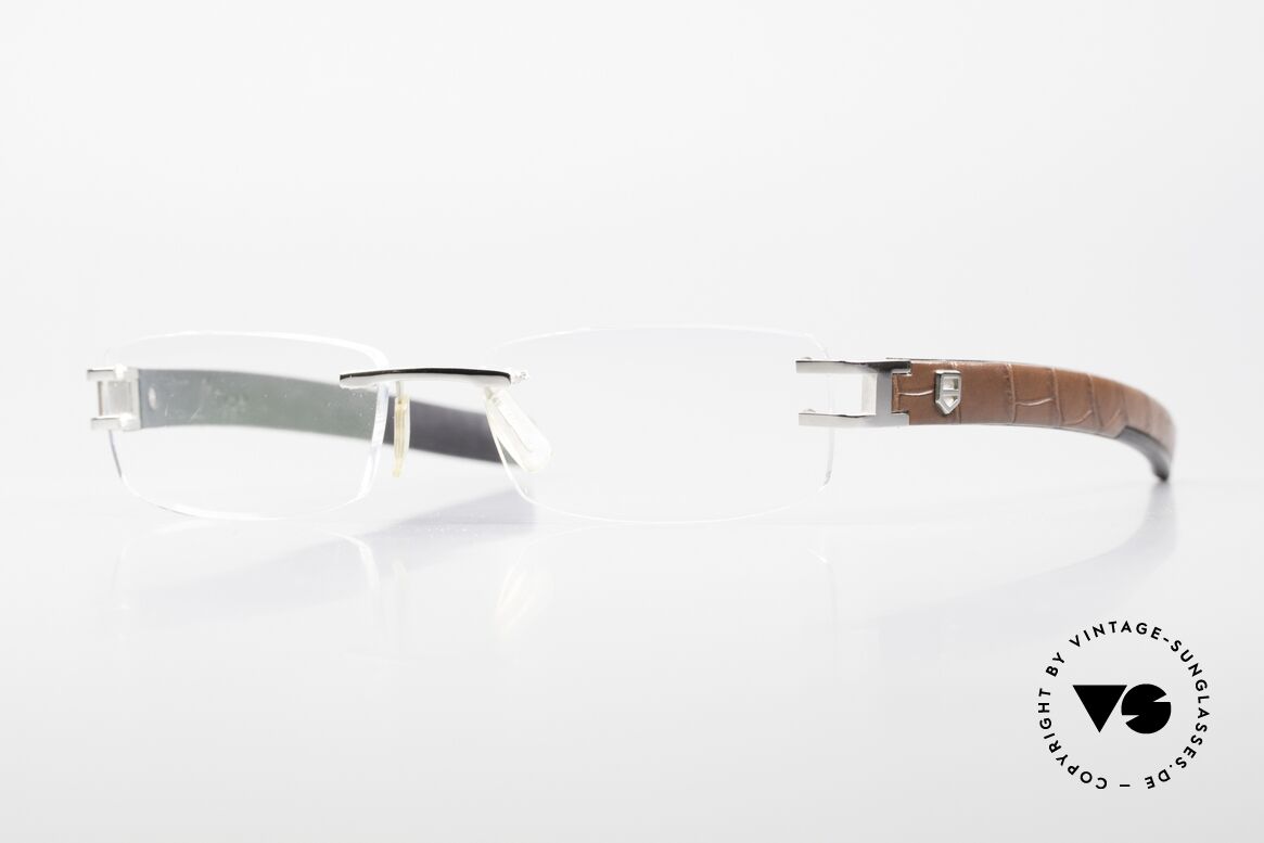 Tag Heuer L-Type 0114 Alligator-Leder Brille Luxus, Tag Heuer L-Type Brille, Modell 0114 in Gr. 55/17, Passend für Herren