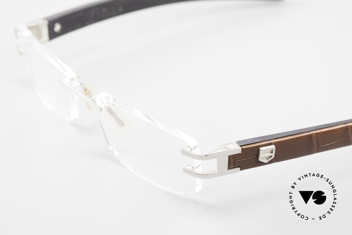 Tag Heuer L-Type 0114 Alligator-Leder Brille Luxus, hypoallergische Elastomer (Formel 1 Innovation), Passend für Herren