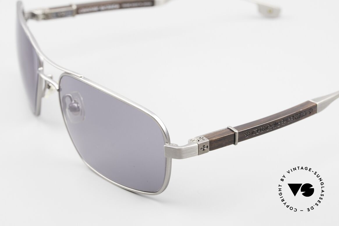 Chrome Hearts Loomer Luxus Sonnenbrille Kenner, Federscharniere & kostbare Bügel aus Ebenholz, Passend für Herren