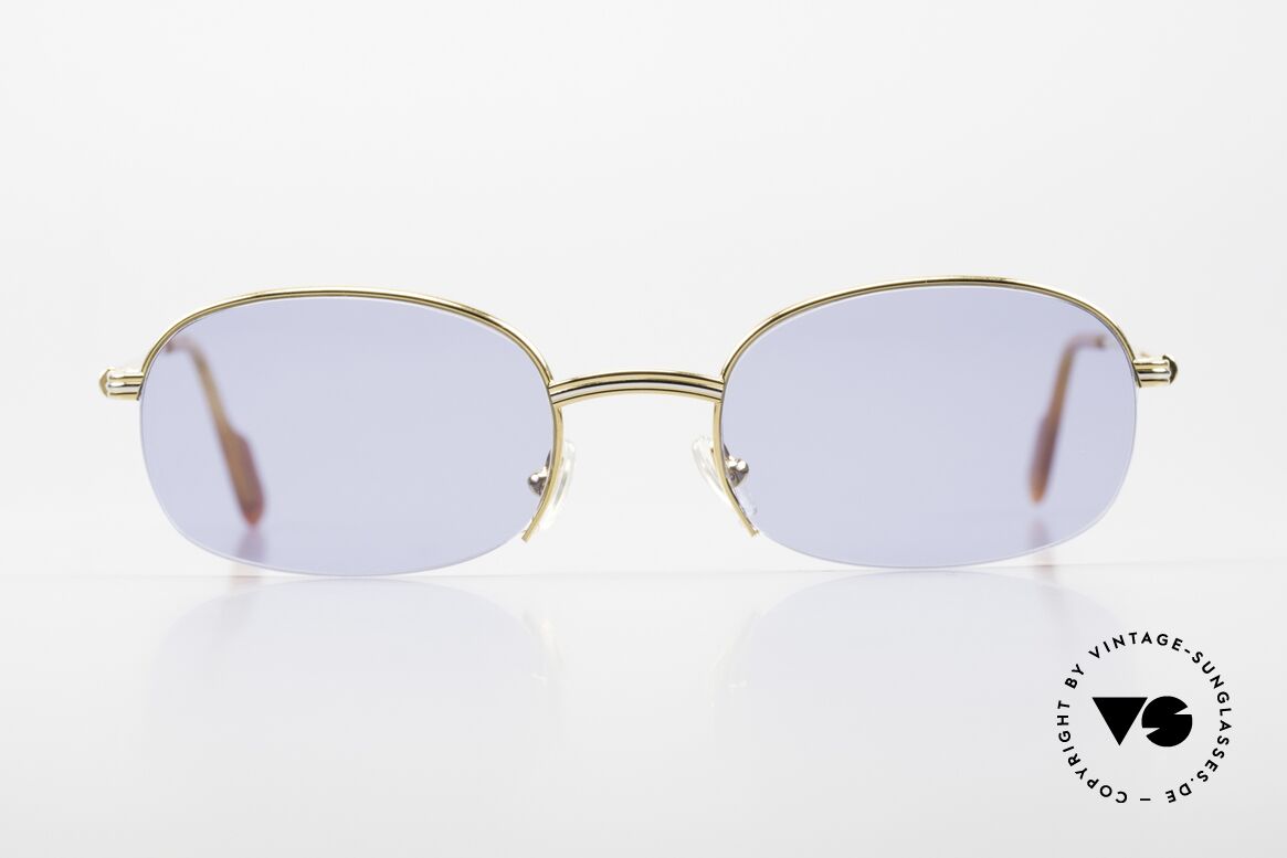 Cartier Nylor Luxus Sonnenbrille 90er, Cartier Modell Colisee mit modifizierter Glasform, Passend für Herren und Damen