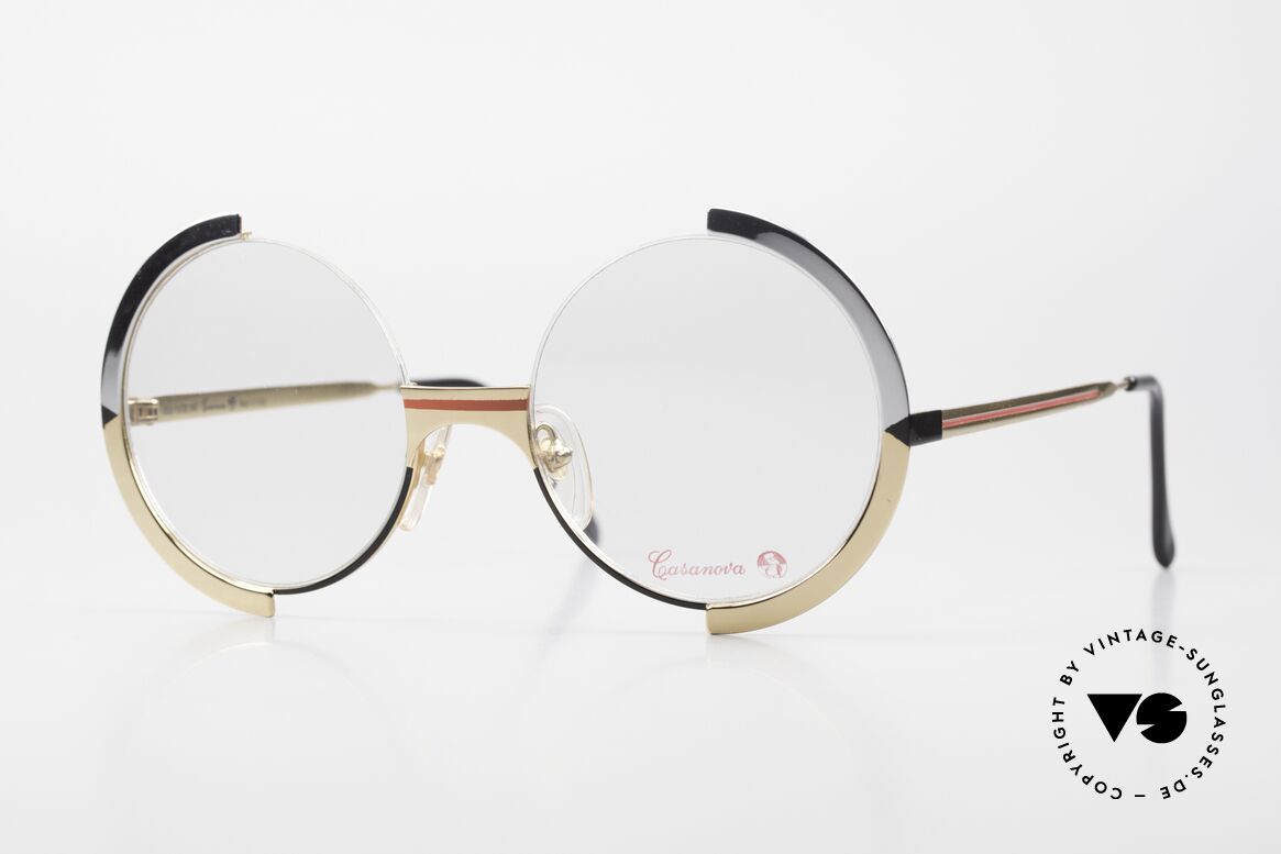 Casanova NM3 Runde Kunstbrille Unisex, sehr markante vintage Casanova Brillenfassung; 80er, Passend für Herren und Damen