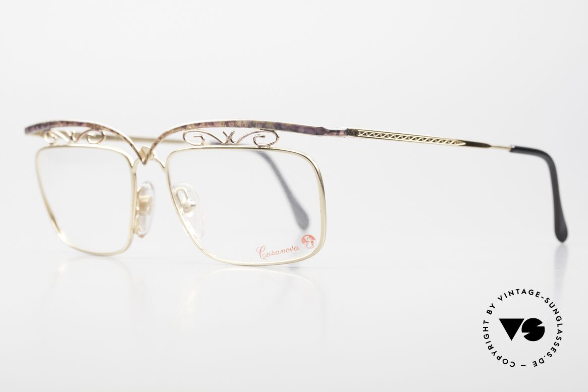Casanova RC3 Besondere Brille Für Damen, vergoldeter Rahmen mit Muster in violett & braun, Passend für Damen
