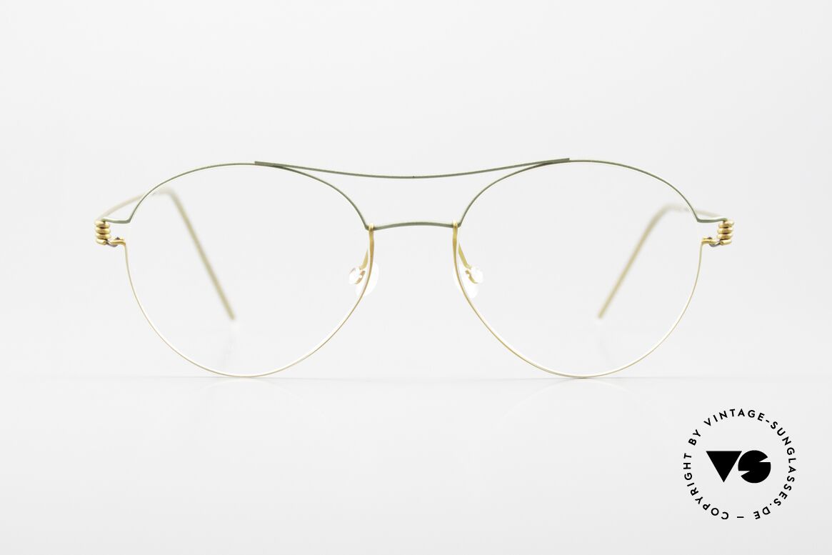 Lindberg Nomi 49 Air Titan Rim Fancy Damenbrille Titanium, Modell Nomi, Größe 49-17, col: 35 = tannengrün / senf, Passend für Damen