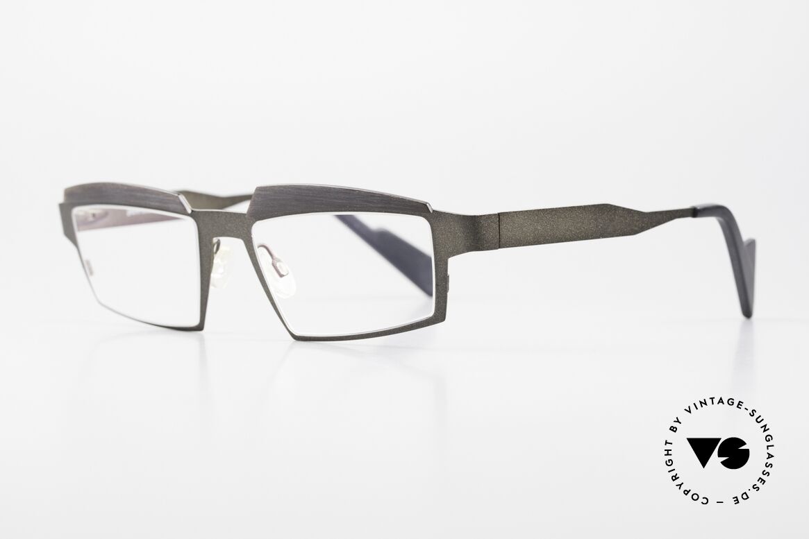Theo Belgium Eye-Witness TV Pure Titanium & Horn Brille, in Wirklichkeit raffiniert gemacht; echte Designerbrille!, Passend für Herren